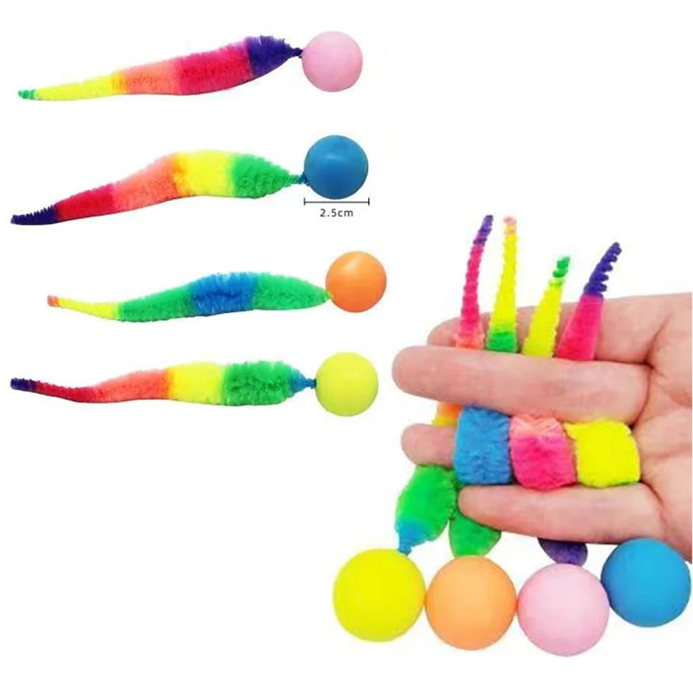 Interactive cat toy - colorful glove ball with elastic band for training and entertaining house