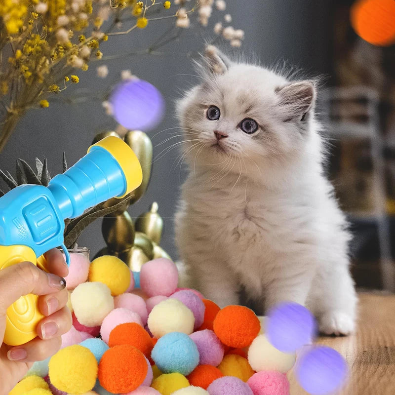 Interactive Cat Toy Launcher Gun with 100pcs Soft Plush Balls – Creative Training & Exercise Toy for Kittens