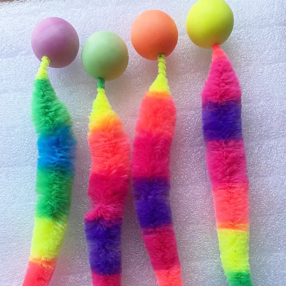 Interactive cat toy - colorful glove ball with elastic band for training and entertaining house