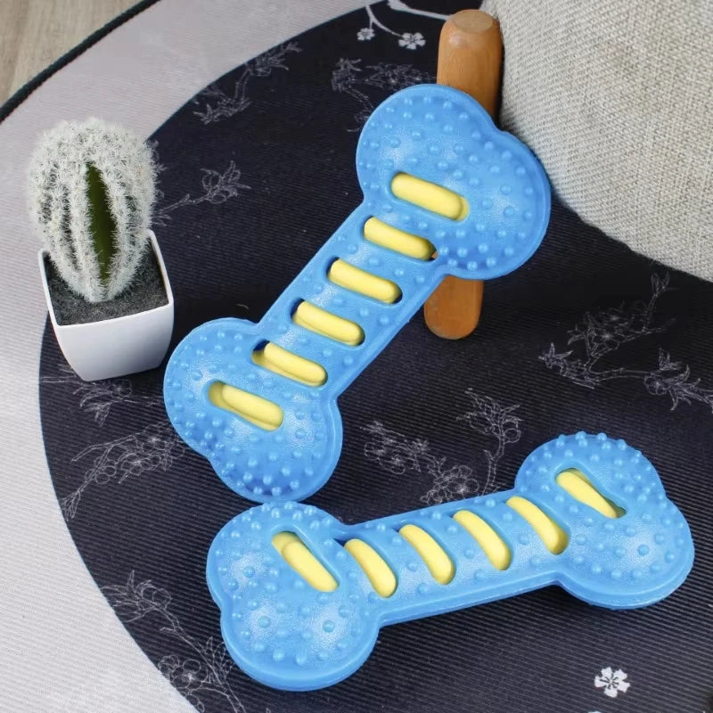 Indestructible Dog Chew Toy – Interactive Rubber Bone with Squeaker for Puppies & Large Dogs