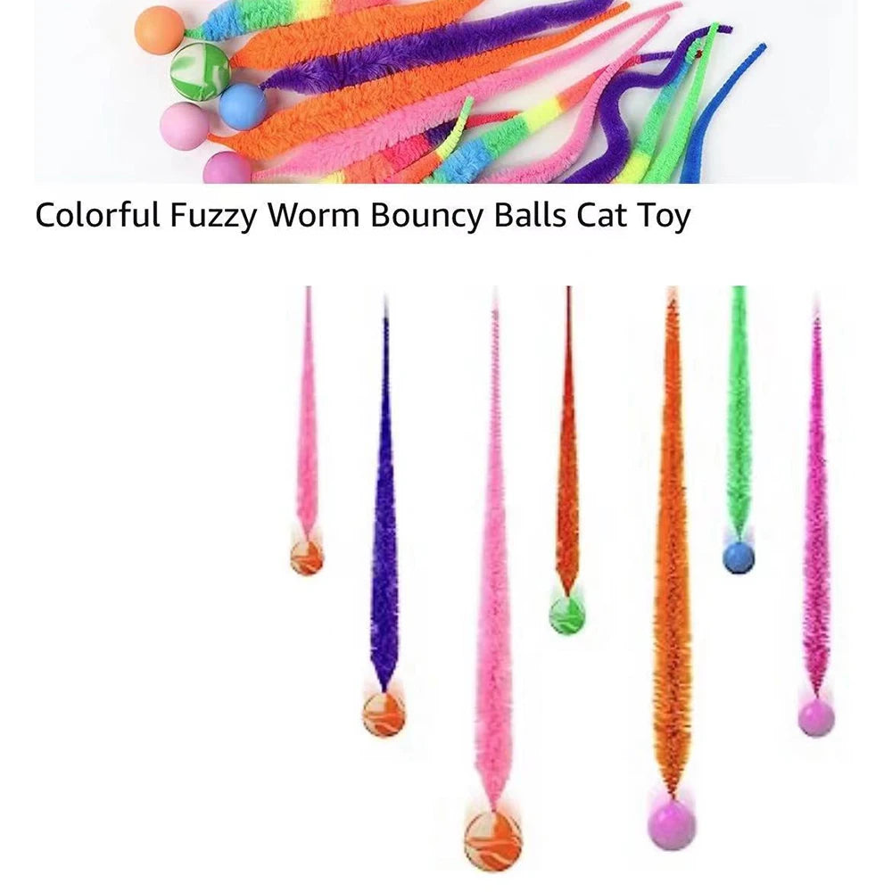 Interactive cat toy - colorful glove ball with elastic band for training and entertaining house