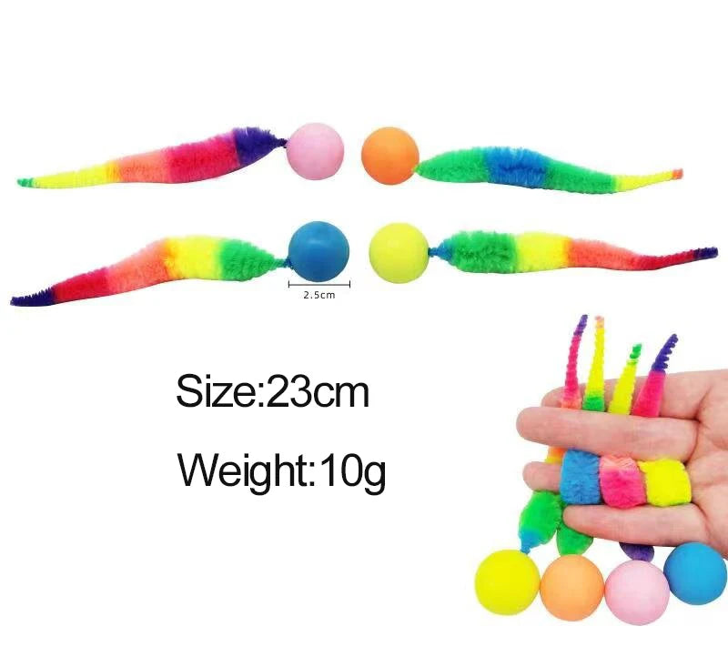 Interactive cat toy - colorful glove ball with elastic band for training and entertaining house