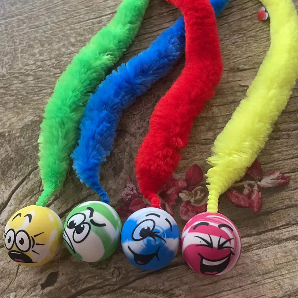 Interactive cat toy - colorful glove ball with elastic band for training and entertaining house
