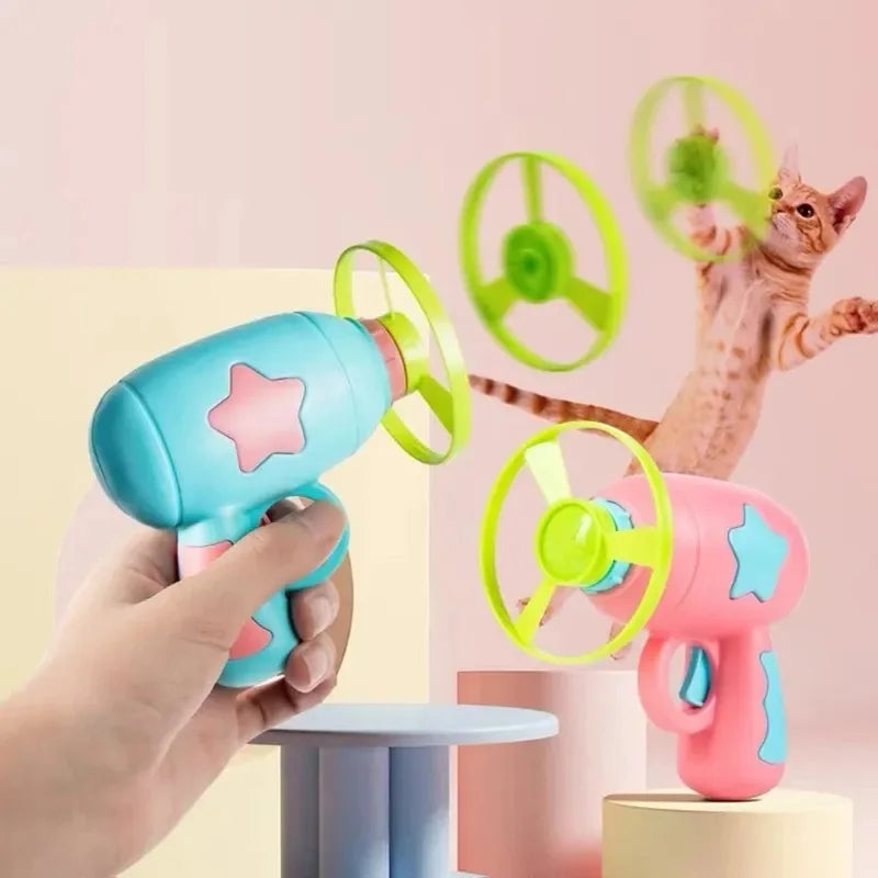 Flying Disc Shooting Gun Toy for Cats and