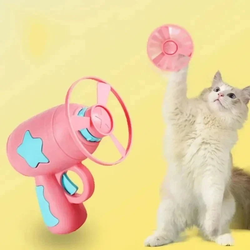Flying Disc Shooting Gun Toy for Cats and