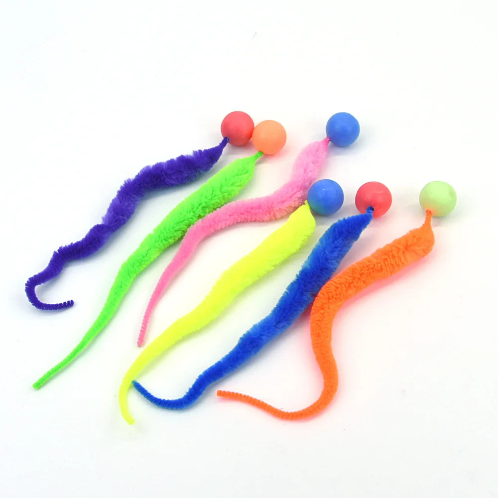 Interactive cat toy - colorful glove ball with elastic band for training and entertaining house