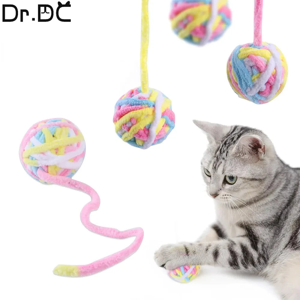Interactive cat toy - colorful wool ball for entertaining and cleaning the teeth of cats and