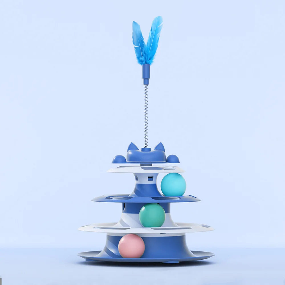 Interactive Cat Toy for Indoor Cats & Kittens | Turntable Ball Track & Teaser Wand