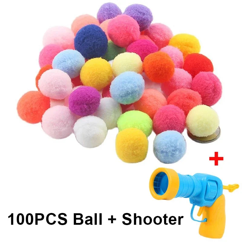 Interactive Cat Toy Launcher Gun with 100pcs Soft Plush Balls – Creative Training & Exercise Toy for Kittens