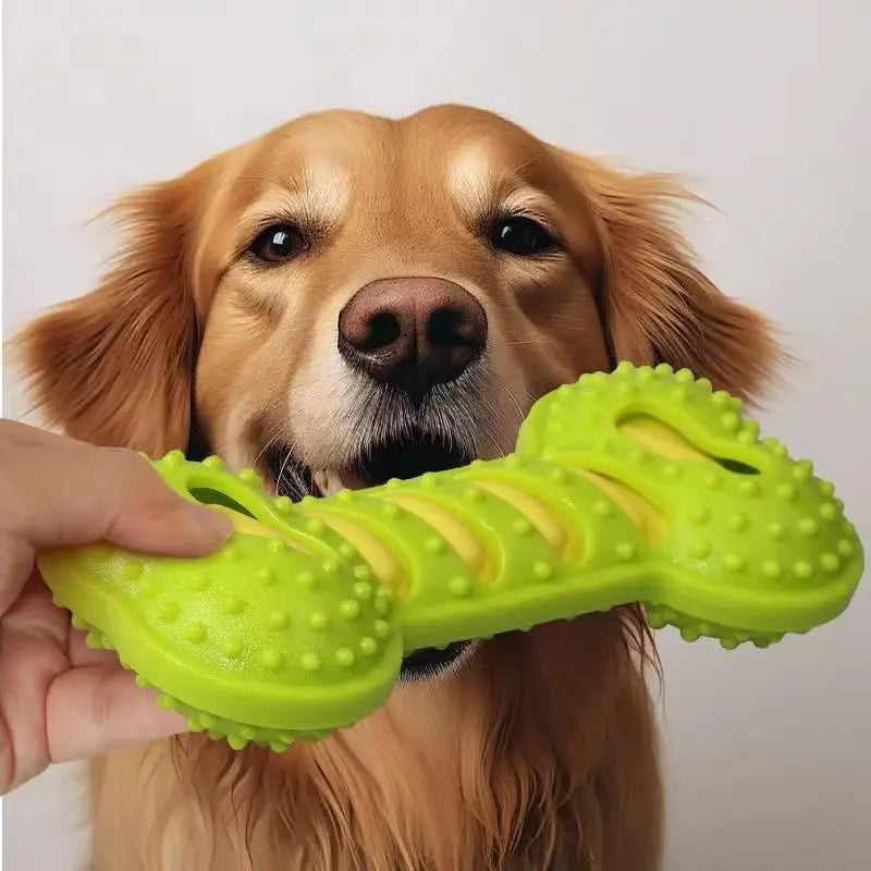 Indestructible Dog Chew Toy – Interactive Rubber Bone with Squeaker for Puppies & Large Dogs