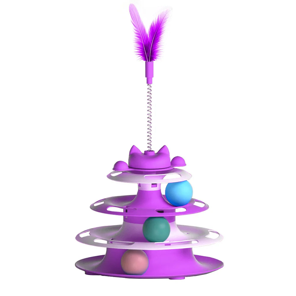 Interactive Cat Toy for Indoor Cats & Kittens | Turntable Ball Track & Teaser Wand