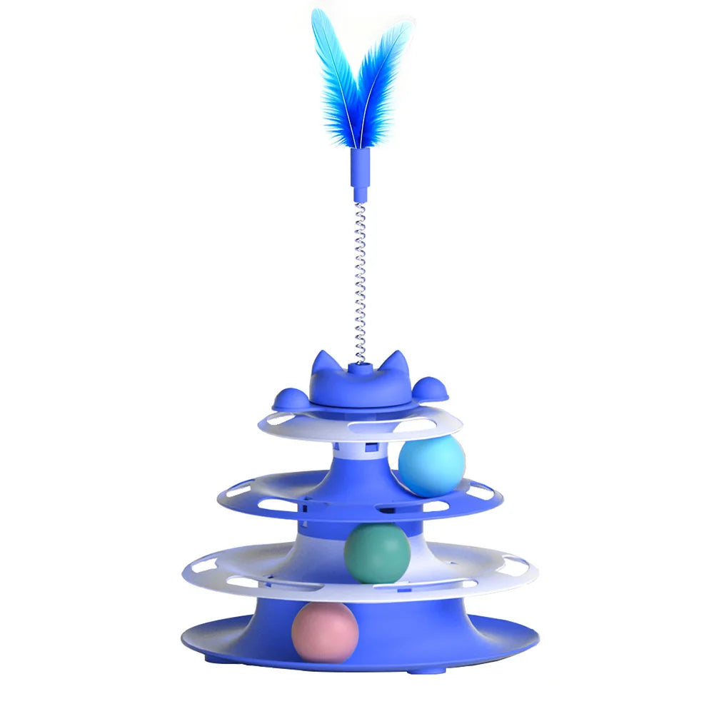 Interactive Cat Toy for Indoor Cats & Kittens | Turntable Ball Track & Teaser Wand