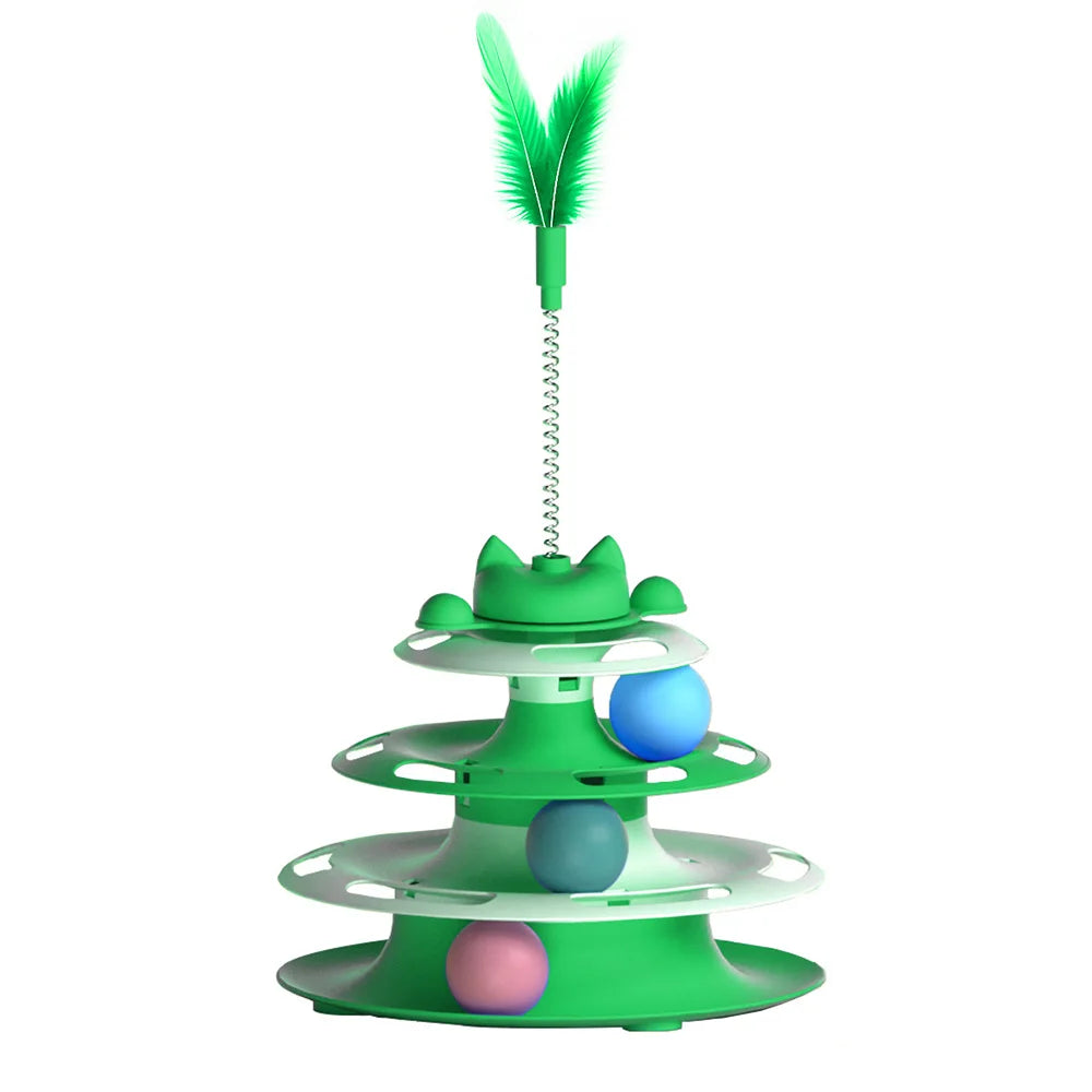 Interactive Cat Toy for Indoor Cats & Kittens | Turntable Ball Track & Teaser Wand