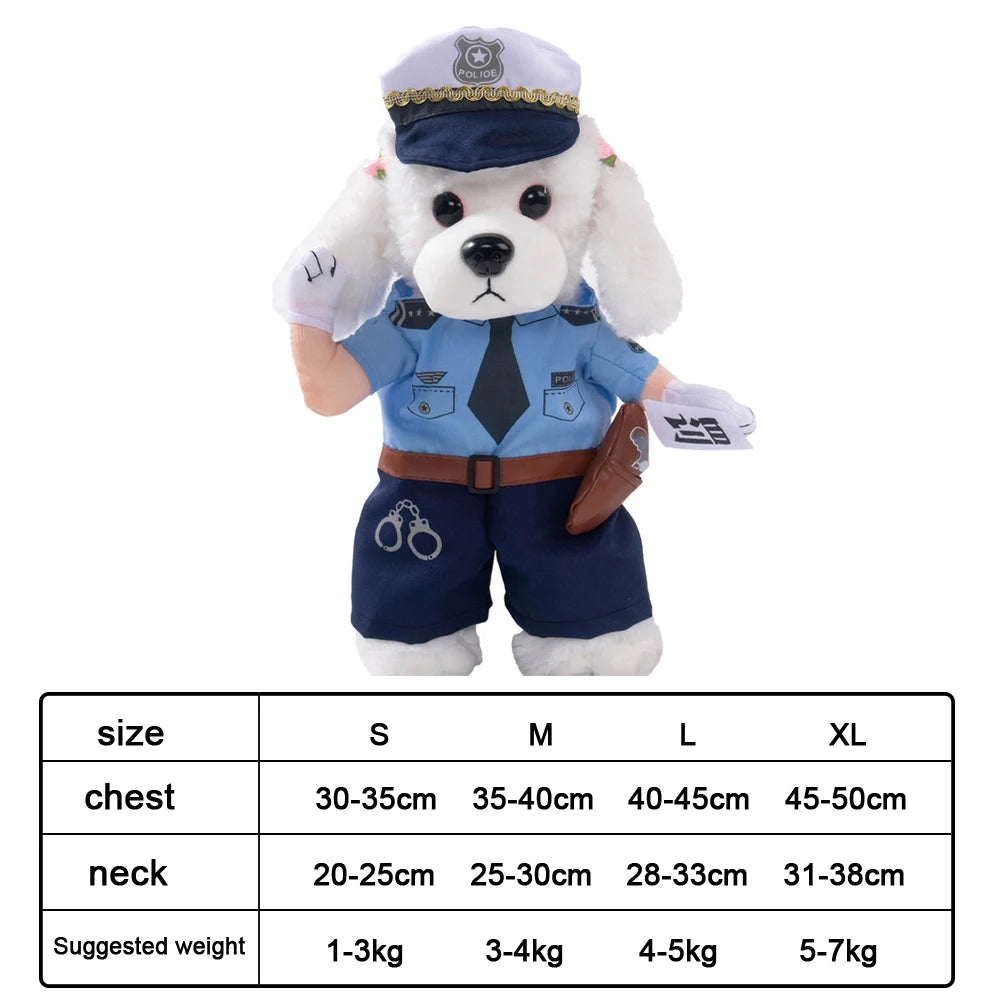 Police Dog & Cat Costume with Hat - Funny Pet Cosplay Outfit for Halloween & Parties