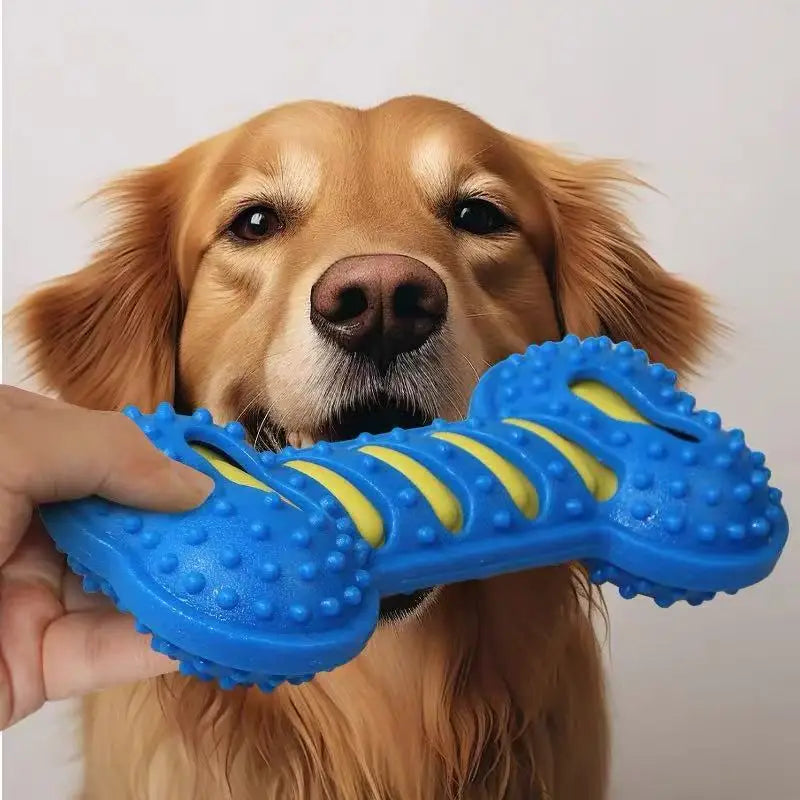 Indestructible Dog Chew Toy – Interactive Rubber Bone with Squeaker for Puppies & Large Dogs