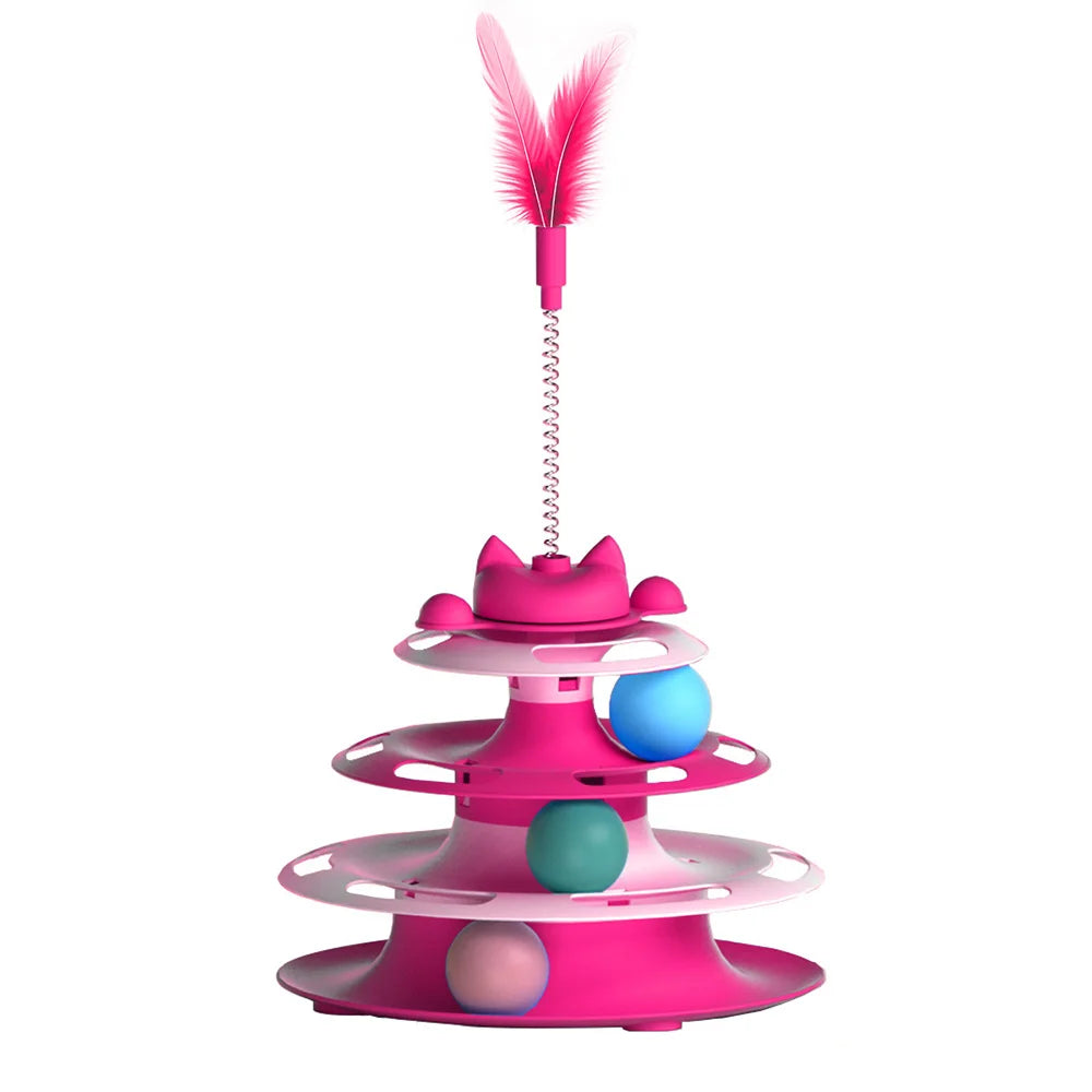 Interactive Cat Toy for Indoor Cats & Kittens | Turntable Ball Track & Teaser Wand